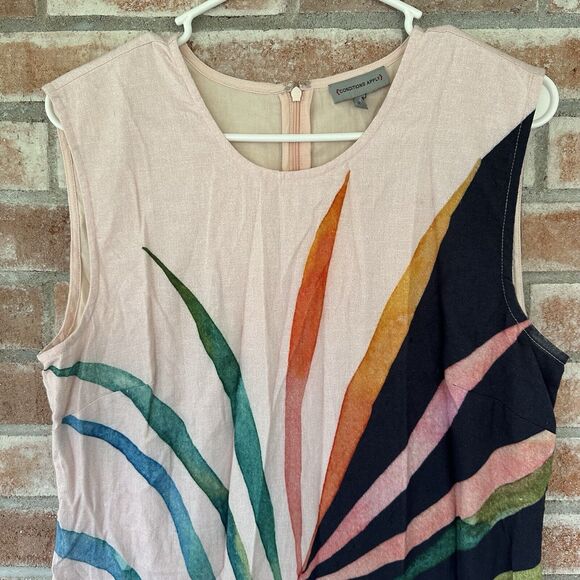 Conditions Apply Anthropologie Shift Mini Dress Linen Blend Palm Size Medium - Picture 5 of 11